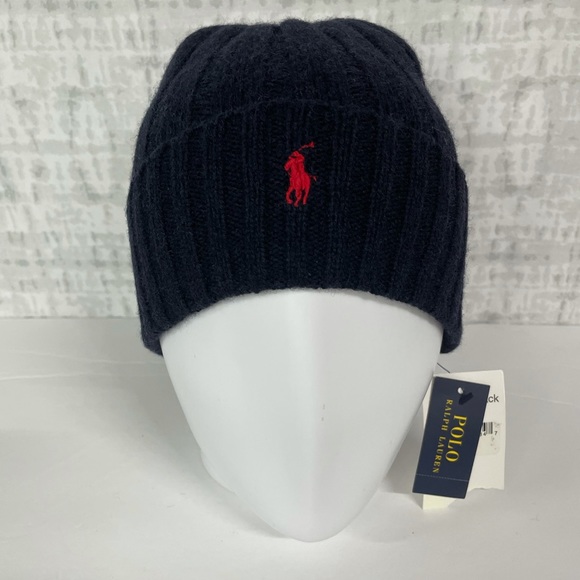 Polo Ralph Lauren Other - NWT Polo Ralph Lauren Cable Knit Tossle Cap Beanie Hat Navy Blue